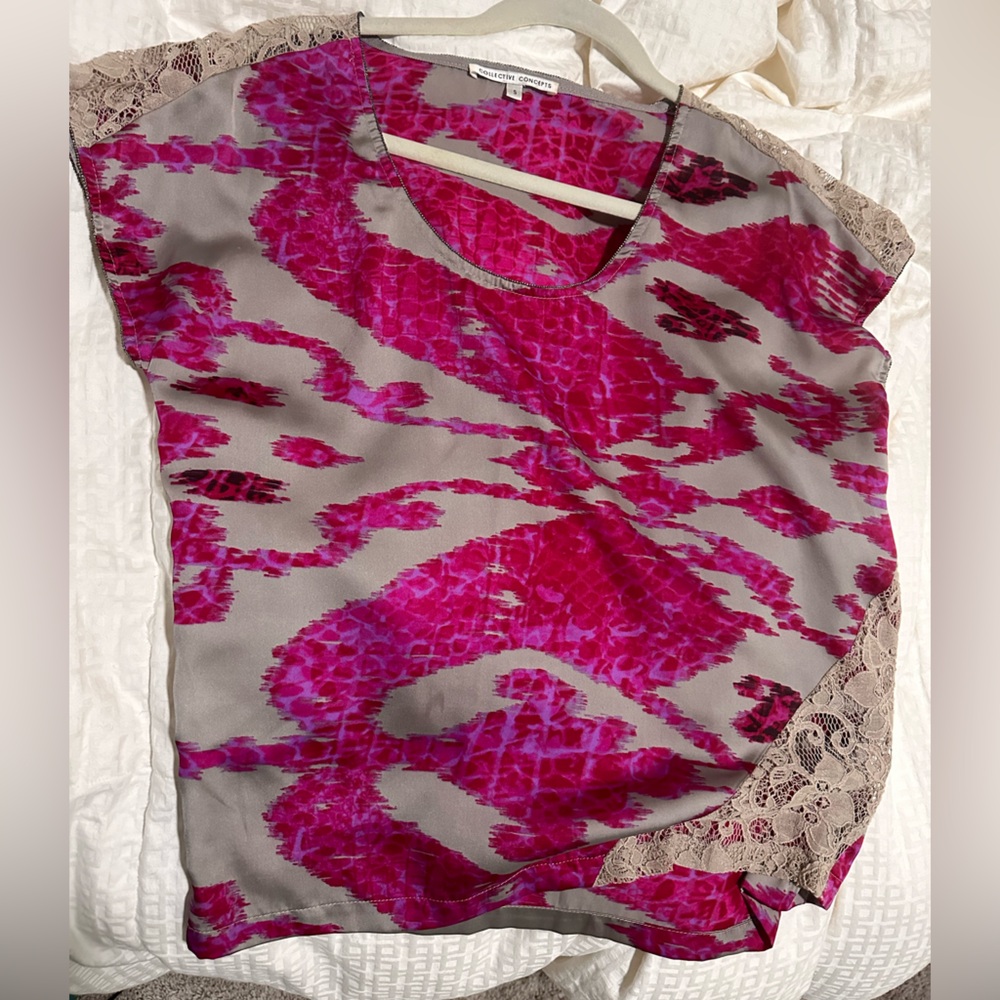 Pink Floral Silk Blouse